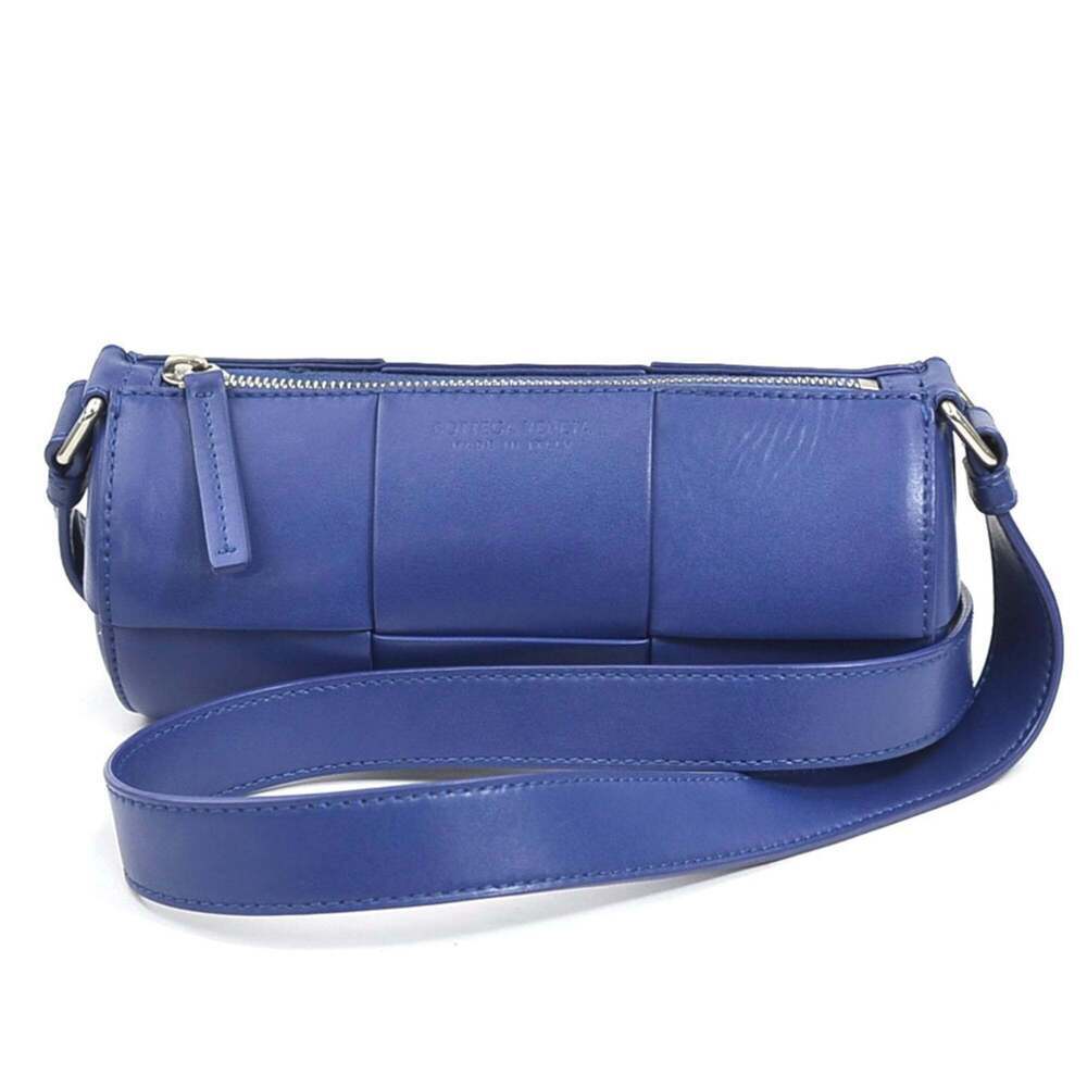 BOTTEGA VENETA Blue Leather Intrecciato Shoulder Bag